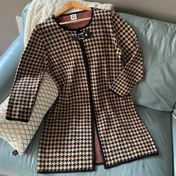 Anne Klein Sweaters - ANNE KLEIN Houndstooth SWEATER Duster Coat M